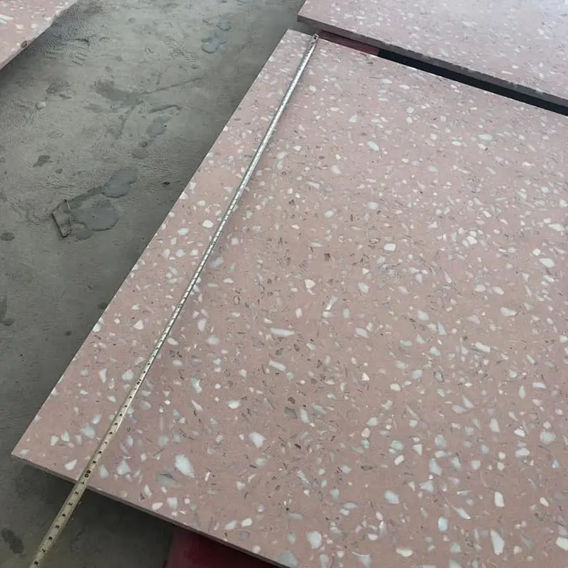 Pink Articifial terrazzo stone tile for floor pavement with marble chips