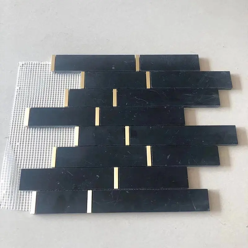 Better price natural black marble mosaic tiles strip  mosaic tile for wall decor