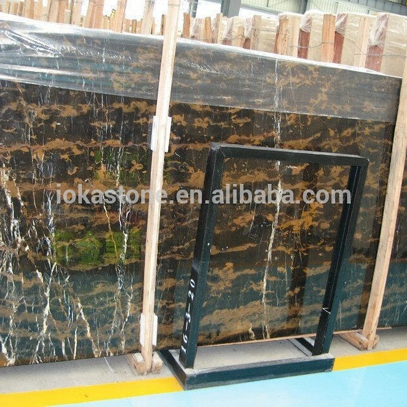 Natural Black Porto with Golden Veins Marble Tiles and Slabs