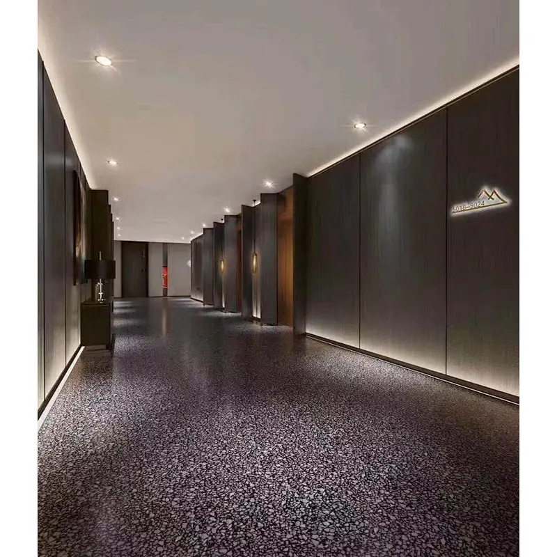 Polished terrazzo tile for floor pavement with marble chips