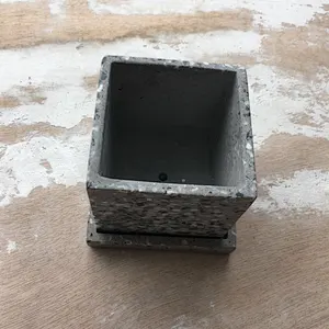 Dark Grey Color Terrazzo Flower Pots Set