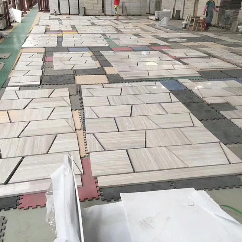 Natural White Wooden marble plate for floor tile