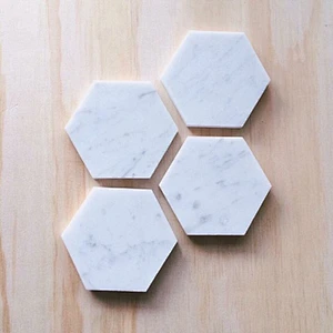 natural white marble hexagon coaster