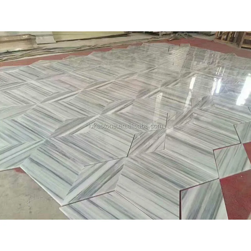 Provisions Stripe White Marble with Black Veins Tiles for Floor