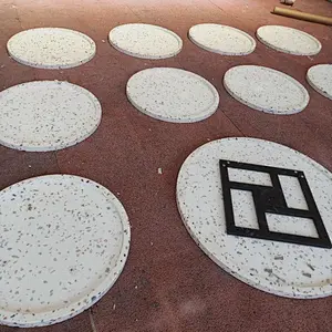 Cement White Color Terrazzo Stone Coffee Round Table Tops