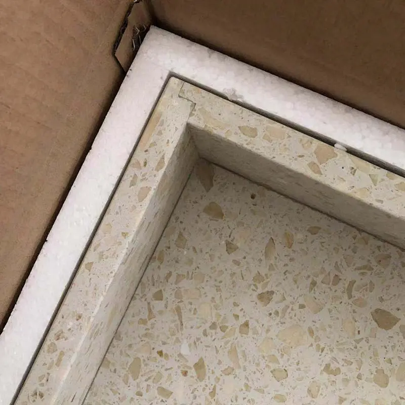bathroom  waterproof beige vessel sink vanity terrazzo wash basin