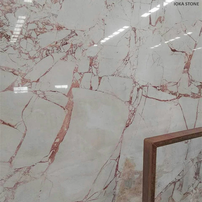 Desert pink marble home decorative tiles beige white marble pink veins
