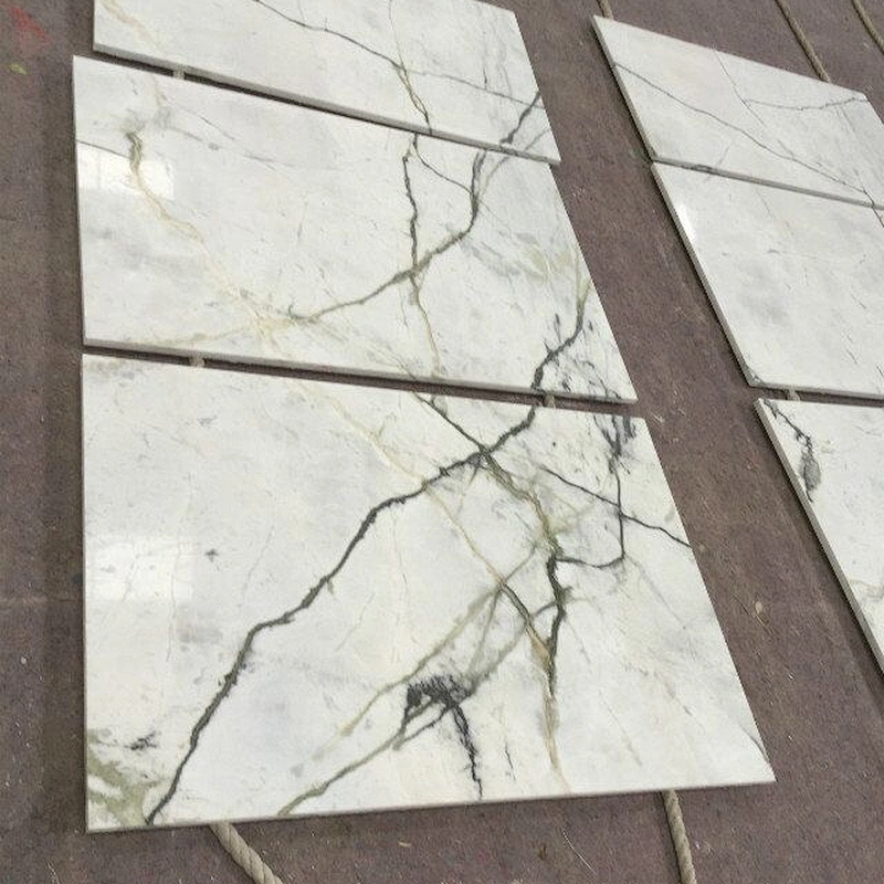 Hot Sale  Light green marble slab with natural veins cut to size