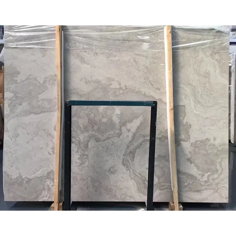 Wooden White Marble with Cross Cut Flooring Tiles and Slabs