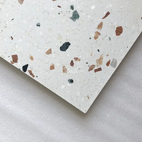 Cement White Terrazzo with Brown Aggregate for Tile and Basin