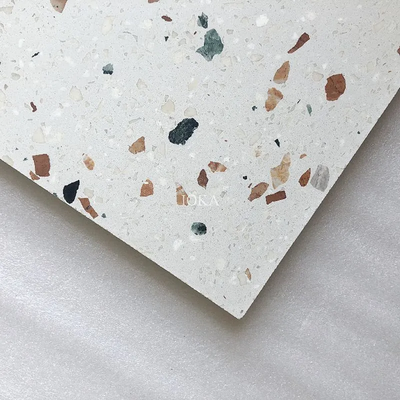 Cement White Terrazzo with Brown Aggregate for Tile and Basin