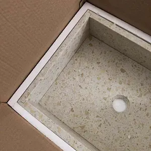 bathroom  waterproof beige vessel sink vanity terrazzo wash basin