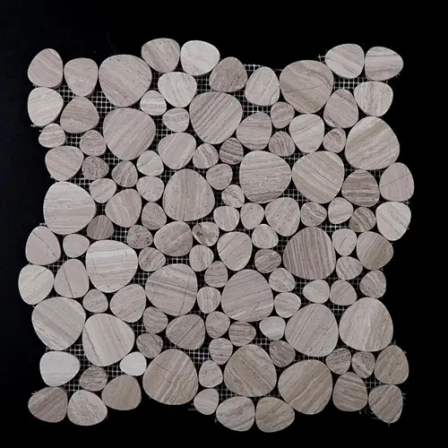 IOKA Customized polished kitchen and wall backsplash   round wooden mosaic tiles