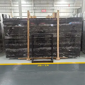 Polished black marble slab and tile for home decoration