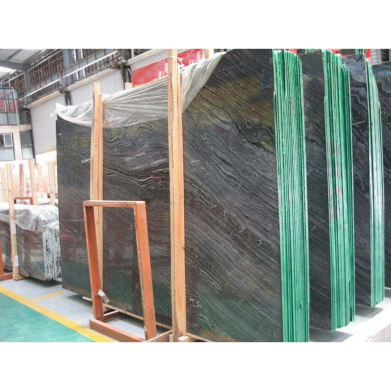 Antique Wood Grain Black Serpentine Marble Slabs & Tiles