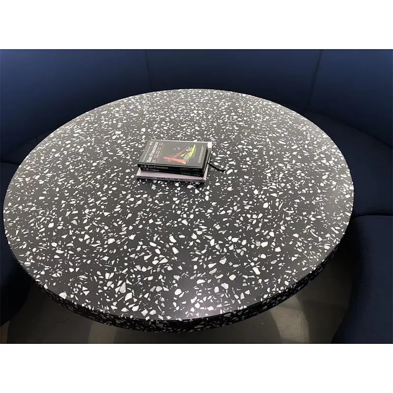 round handmade terrazzo stone coffee table top
