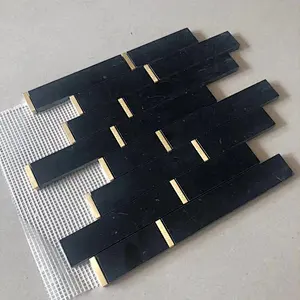 Better price natural black marble mosaic tiles strip  mosaic tile for wall decor