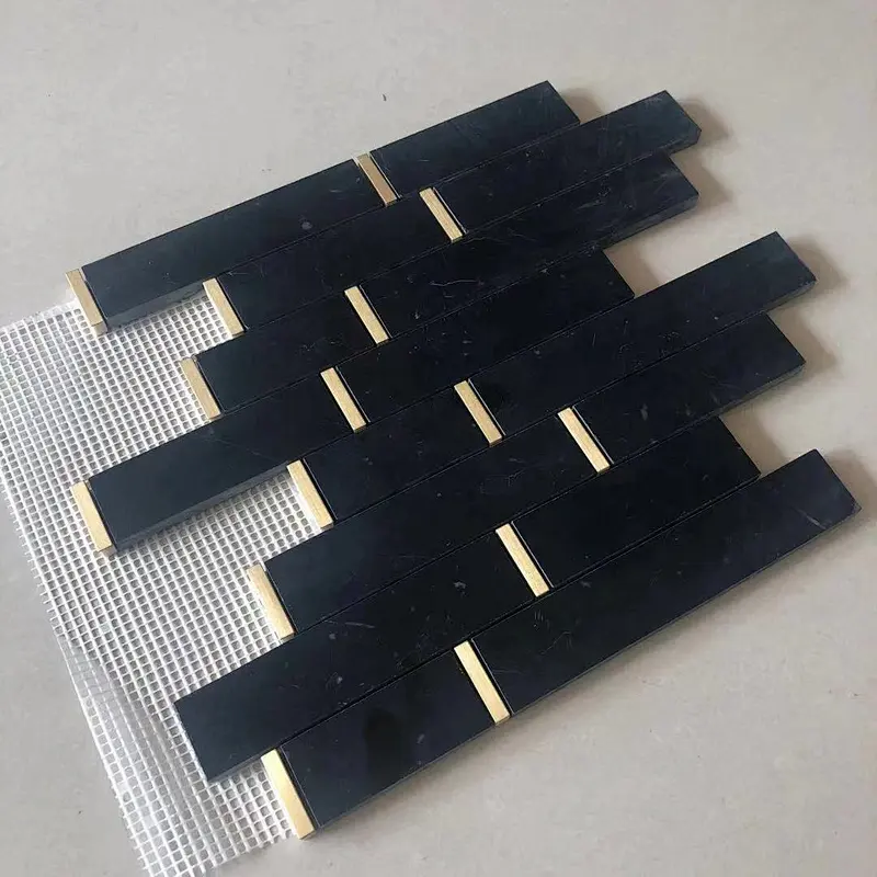 Better price natural black marble mosaic tiles strip  mosaic tile for wall decor