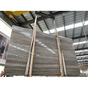Best selling  polished grey wooden grains marble slab &tile for flooring and wall decoration