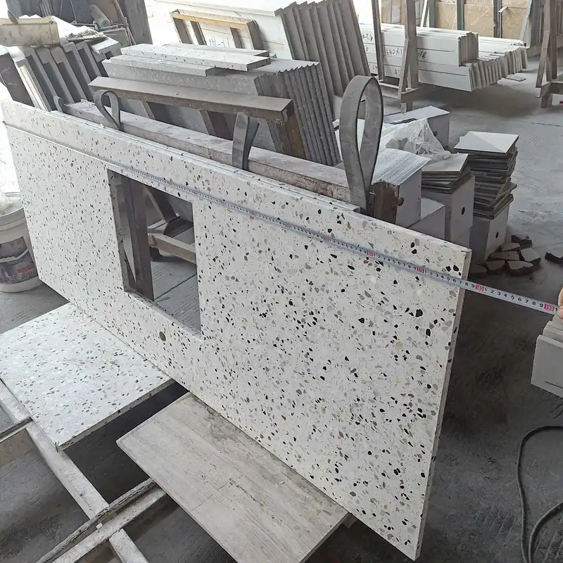 precut cement terrazzo prefab kitchen countertops display