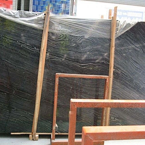 Antique Wood Grain Black Serpentine Marble Slabs & Tiles