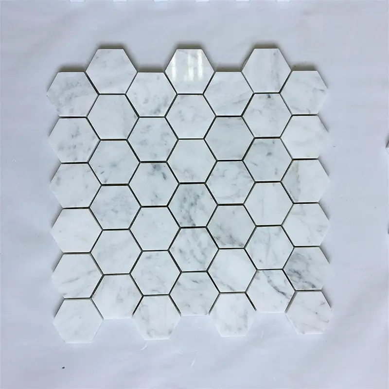 Best selling carrara hexagon white marble mosaic  tiles for home decoration