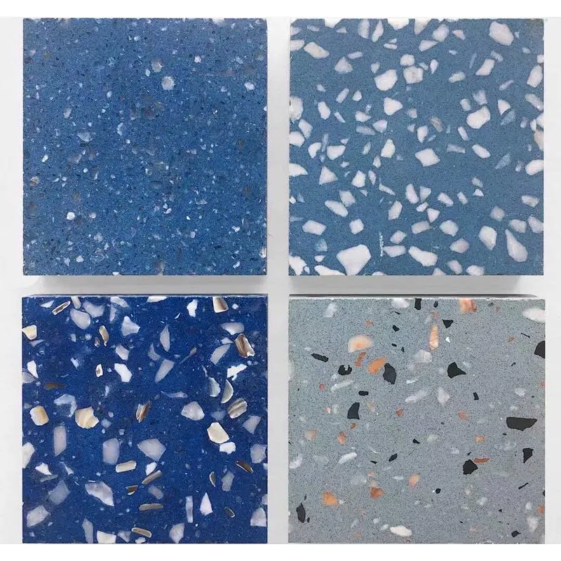 Beautiful  blue  cement terrazzo tiles used for decoration