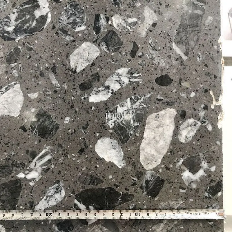 Factory direct sale grey  terrazzo slab with big aggregates for wall and flooring tile