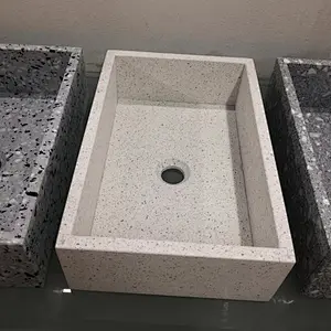 Cement Terrazzo rectangle Basin Bathroom Table Sink