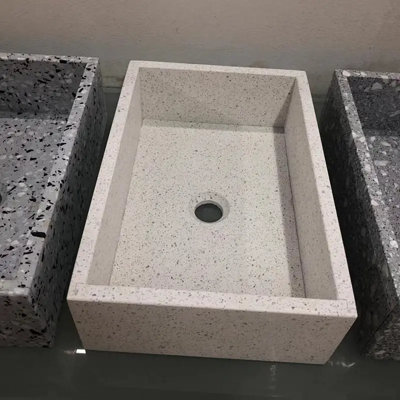 Cement Terrazzo rectangle Basin Bathroom Table Sink