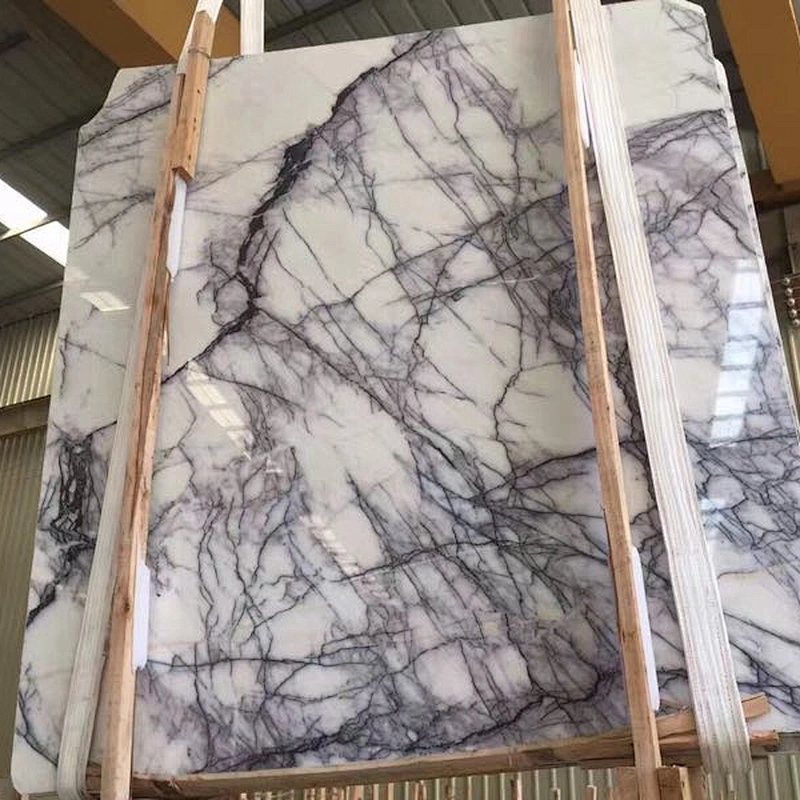 Wholesale   white marble salb with violet veins for floor tile and countertop cut to size