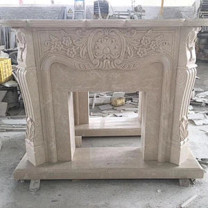 natural beige color marble fireplace