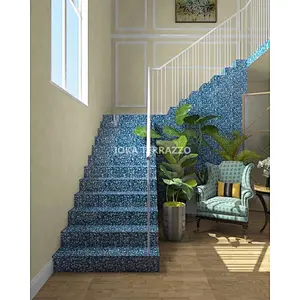 blue terrazzo stone floor tiles slab available