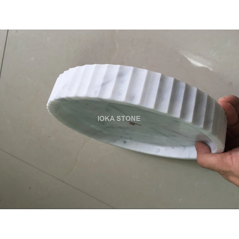 Carrara White Marble Round Tray