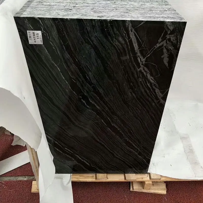 Hot selling  Black Marble slab with natural veins  cut to size marble tile for wall and flooring