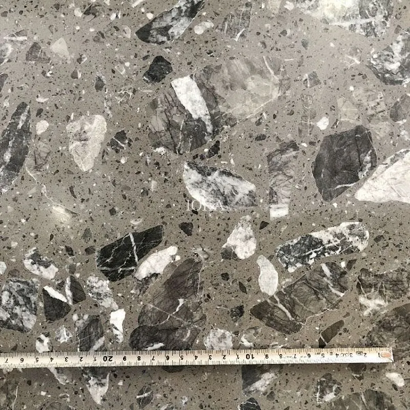 Factory direct sale grey  terrazzo slab with big aggregates for wall and flooring tile