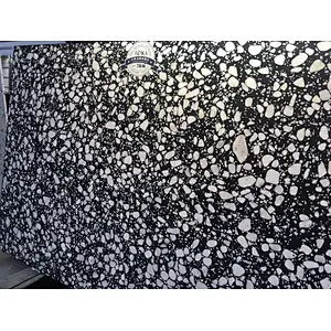 Black eco cement terrazzo tile with big aggreates for floor tile