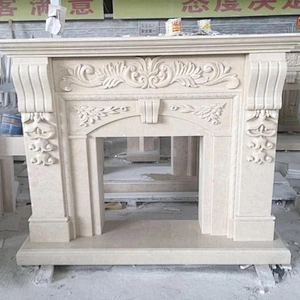 natural beige color marble fireplace