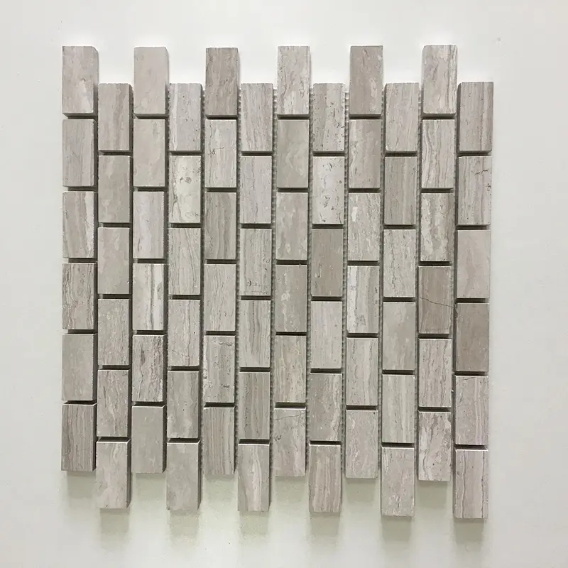 High Quality Strip white wooden marble mosaic tile