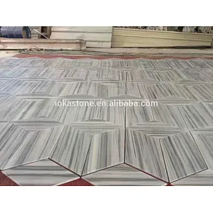 Provisions Stripe White Marble with Black Veins Tiles for Floor
