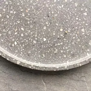 Grey Color Cement Terrazzo Round Serving Trays for Hotel