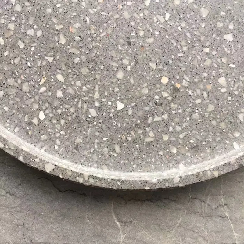 Grey Color Cement Terrazzo Round Serving Trays for Hotel