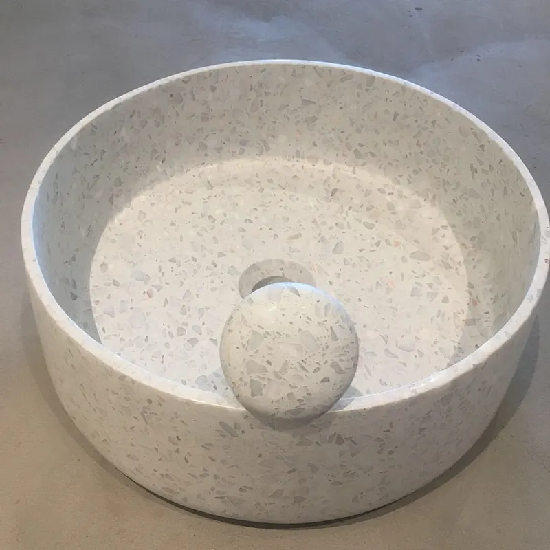 modern multi  white  color black terrazzo stone vessel sink