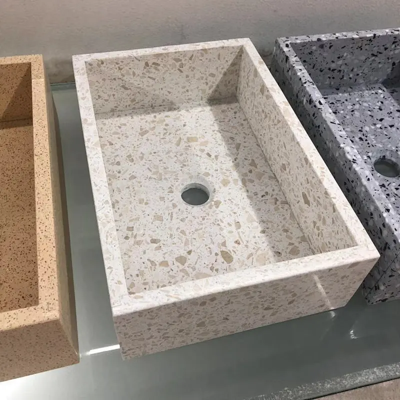modern multi   color pink  terrazzo basin  vessel sink