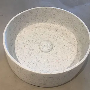 modern multi  white  color black terrazzo stone vessel sink