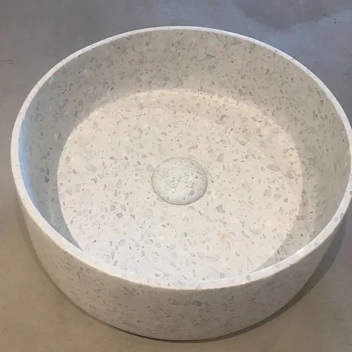 modern multi  white  color black terrazzo stone vessel sink