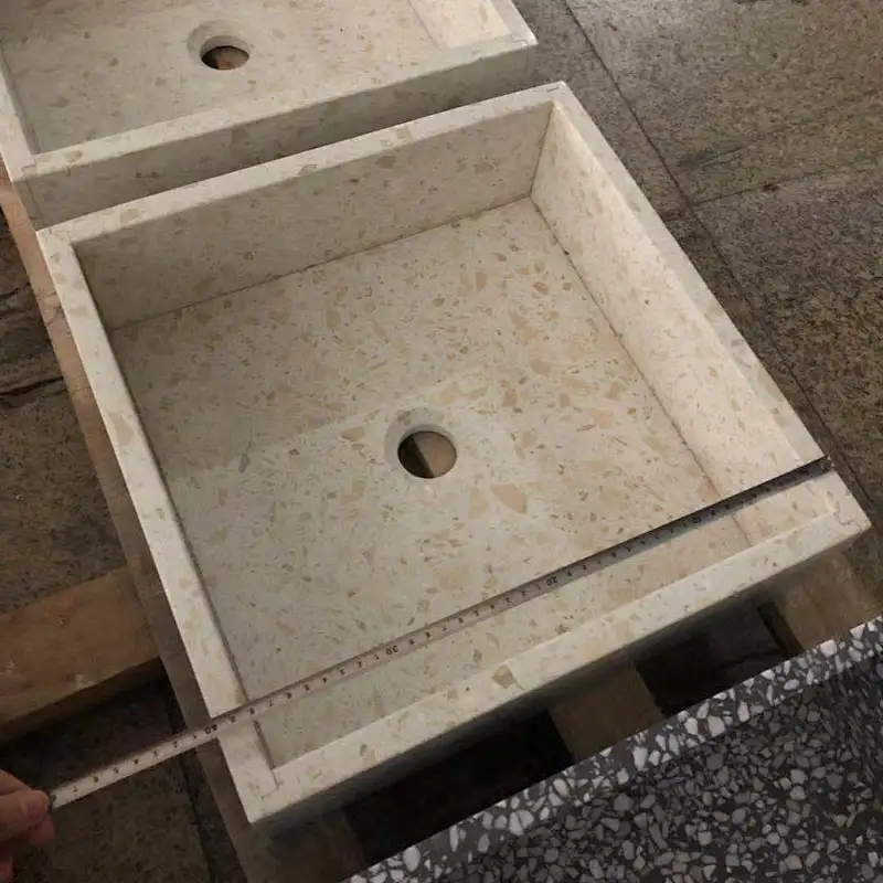 customized white cement terrazzo basin