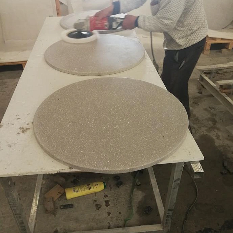 Round Grey Cement Terrazzo Table Tops