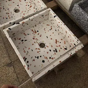 modern multi color white terrazzo stone vessel sink