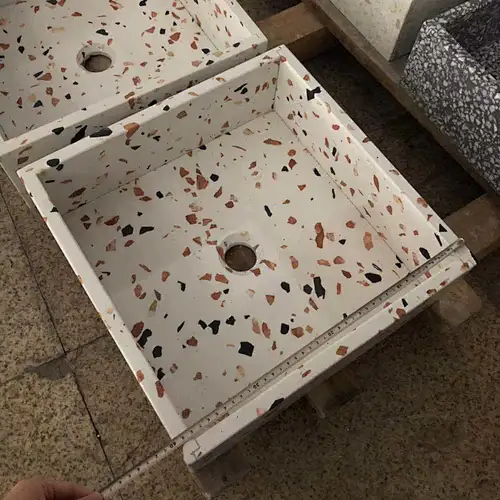 modern multi   color pink  terrazzo basin  vessel sink
